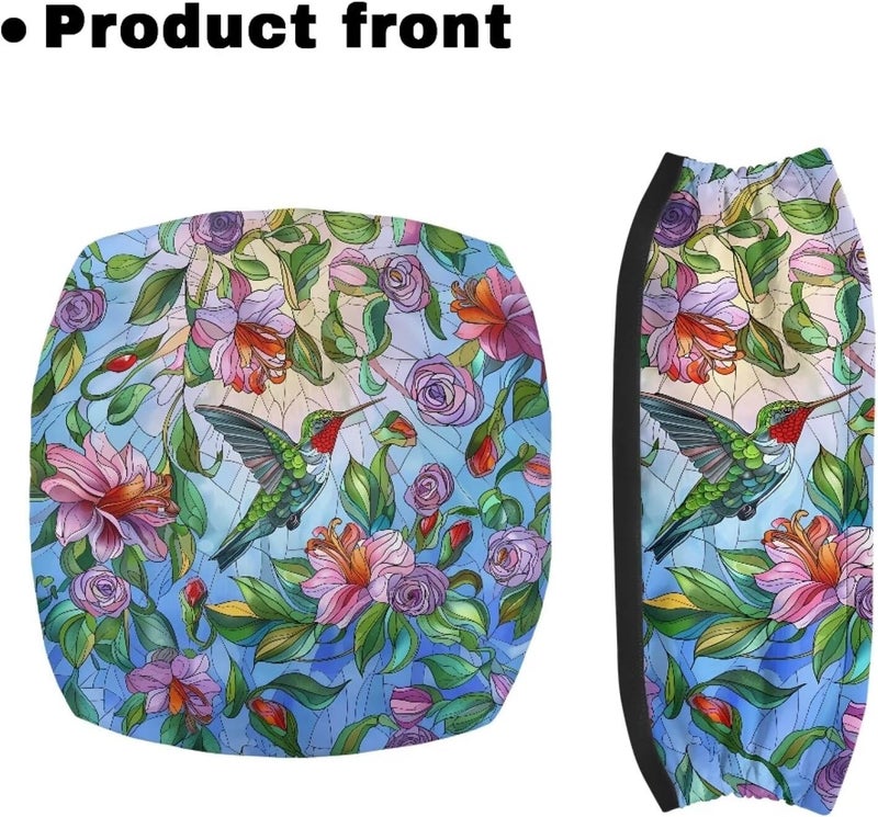 Vanideaoty Hummingbird Floral Rollator Seat Cushion Back Bar Cover Set Rollator Walker Seat Back Covers Stretchable Material Protection Decor Suitable for Parks - Image 2